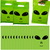 Green alien plastic bags for party decorations 50pcs