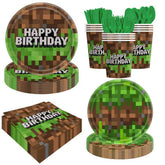 Green Birthday Decorations 140pcs set with plates cups napkins and cutlery