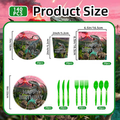 Green dinosaur theme 9 inch plates included