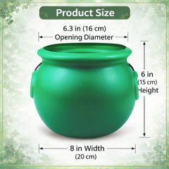 solid bottom green cauldron can hold coins foods or liquids