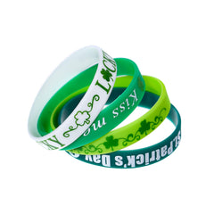 Green shamrock rubber wristbands for Irish party decoration