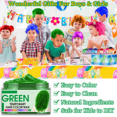 Green color wax from the six color temporary hair color wax set