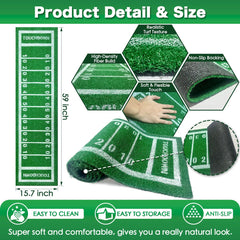 Green turf table decor for game day with non-slip backing