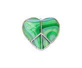 Green white mix heart shaped peace sign stained glass sun catcher