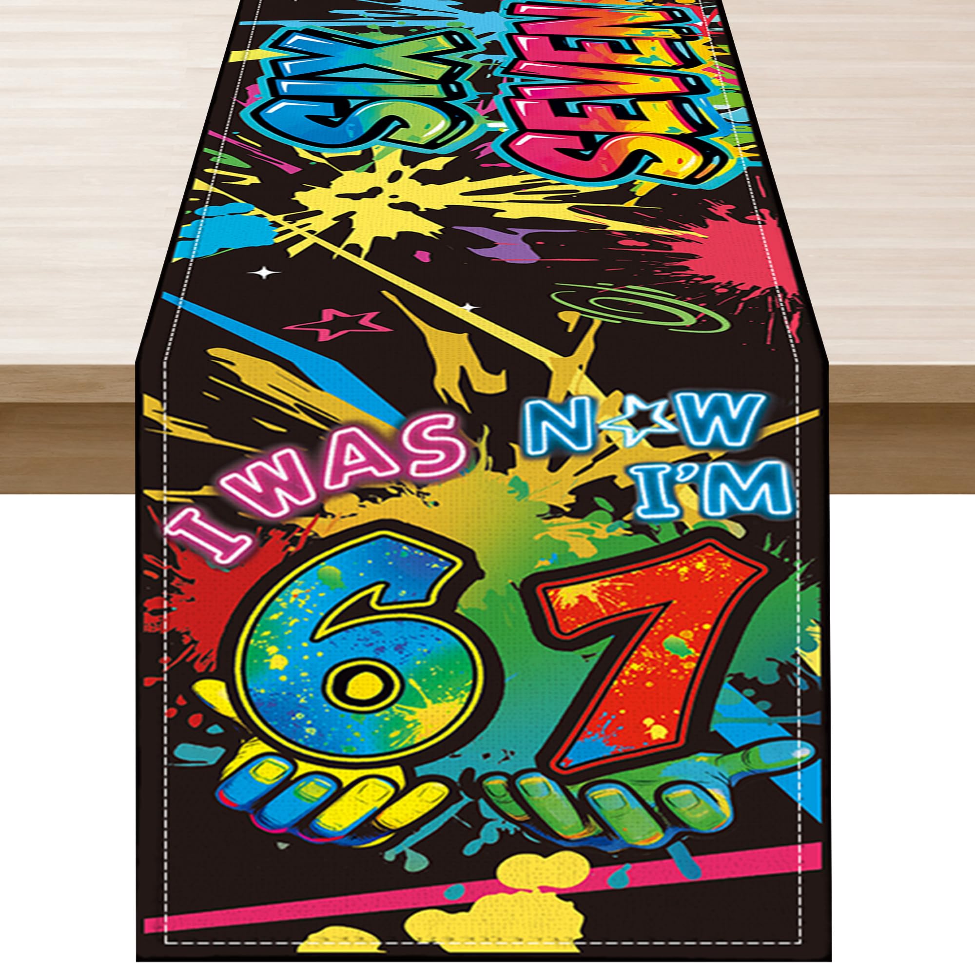Greencian table runner 72x12in for 6/7 birthday party decor