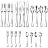 Greenloom 20 Piece Silverware Set stainless steel for 4 showing knives forks spoons