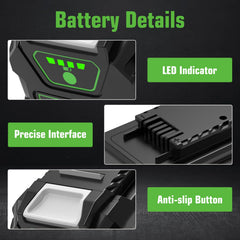 4 LED indicators to monitor remaining power on replacement battery