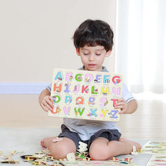 GRINNNIE wooden Montessori toddler puzzle letter set