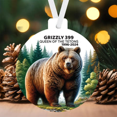 Grizzly 399 memorial ornament back design