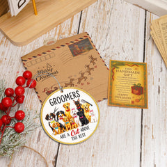 Groomer Ornament showing packaging and design