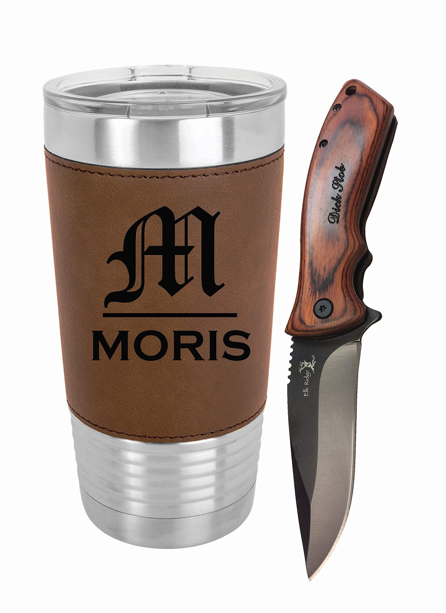 Groomsmen Gifts Groomsman Gift Set 20oz Leatherette Tumbler and Engraved Knife