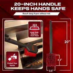 425°F heat resistant fryer cleaning brush for hot equipment
