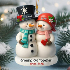 Growing Old Together Personalized Acrylic Ornament 5 inch snowman