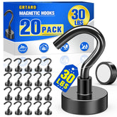 Grtard 20 pack black magnetic hooks on metal surface