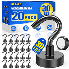 Grtard 20 pack black magnetic hooks on metal surface