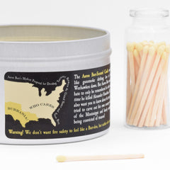 Gunpowder scent candle packaging label