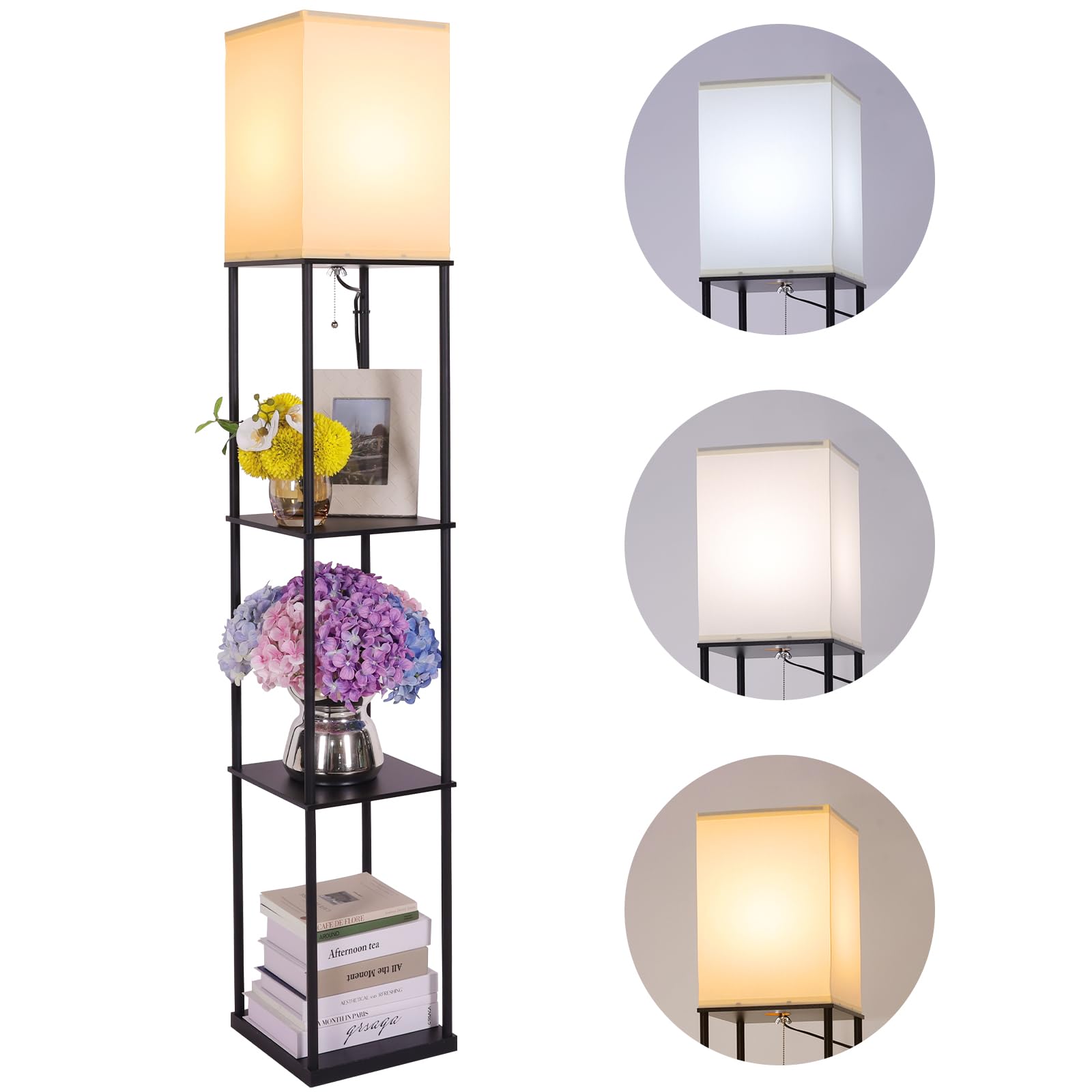 Gupuzm Floor Lamp with Shelves black living room setup