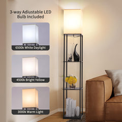 Gupuzm Floor Lamp with Shelves corner display bookshelf in room
