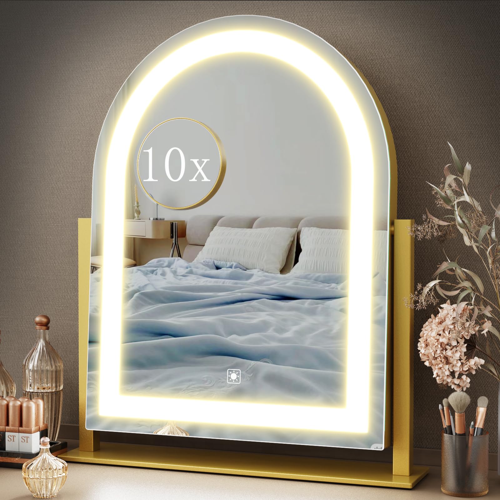 Gvnkvn arched 15-2 in lighted makeup mirror front view