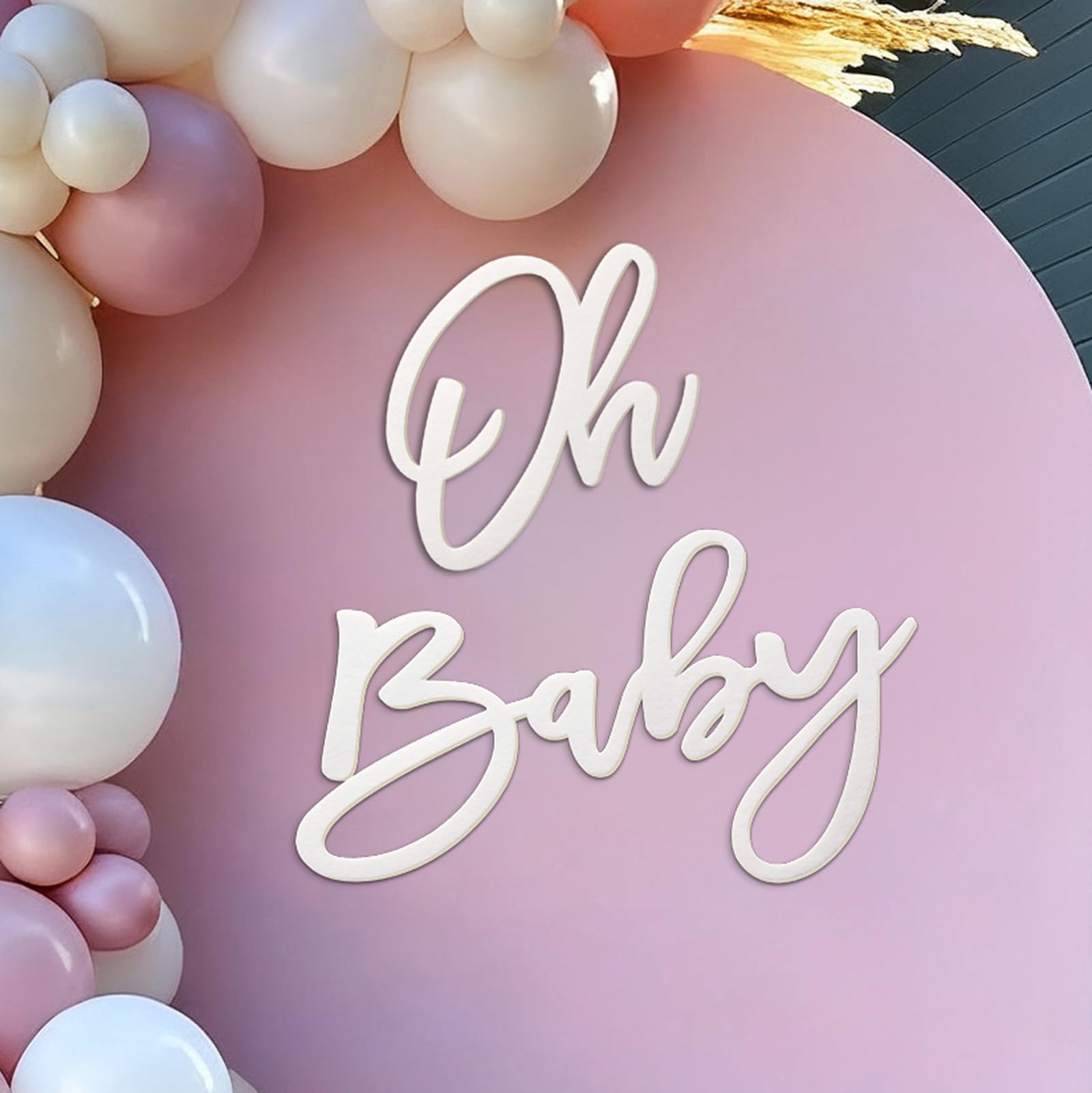 GYFCI Oh Baby Sign backdrop white felt arch