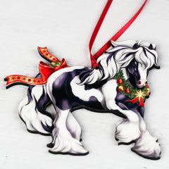 Red ribbon hanging for Gypsy Vanner Horse Ornament
