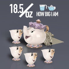 One teapot and four mugs set for tea parties
