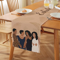 Hafangry Exhale Night Party Decorations brown table runner polyester linen-like