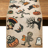 hafangry vintage halloween table runner on dining table