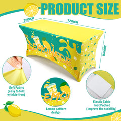 Three yellow lemon party tablecloths with green leaves