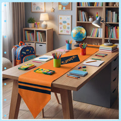 hahafelt back to school table runners 72x13 multicolor linen