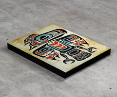 Raven Totem Indigenous Canvas Wall Art in wooden frame ready to hang