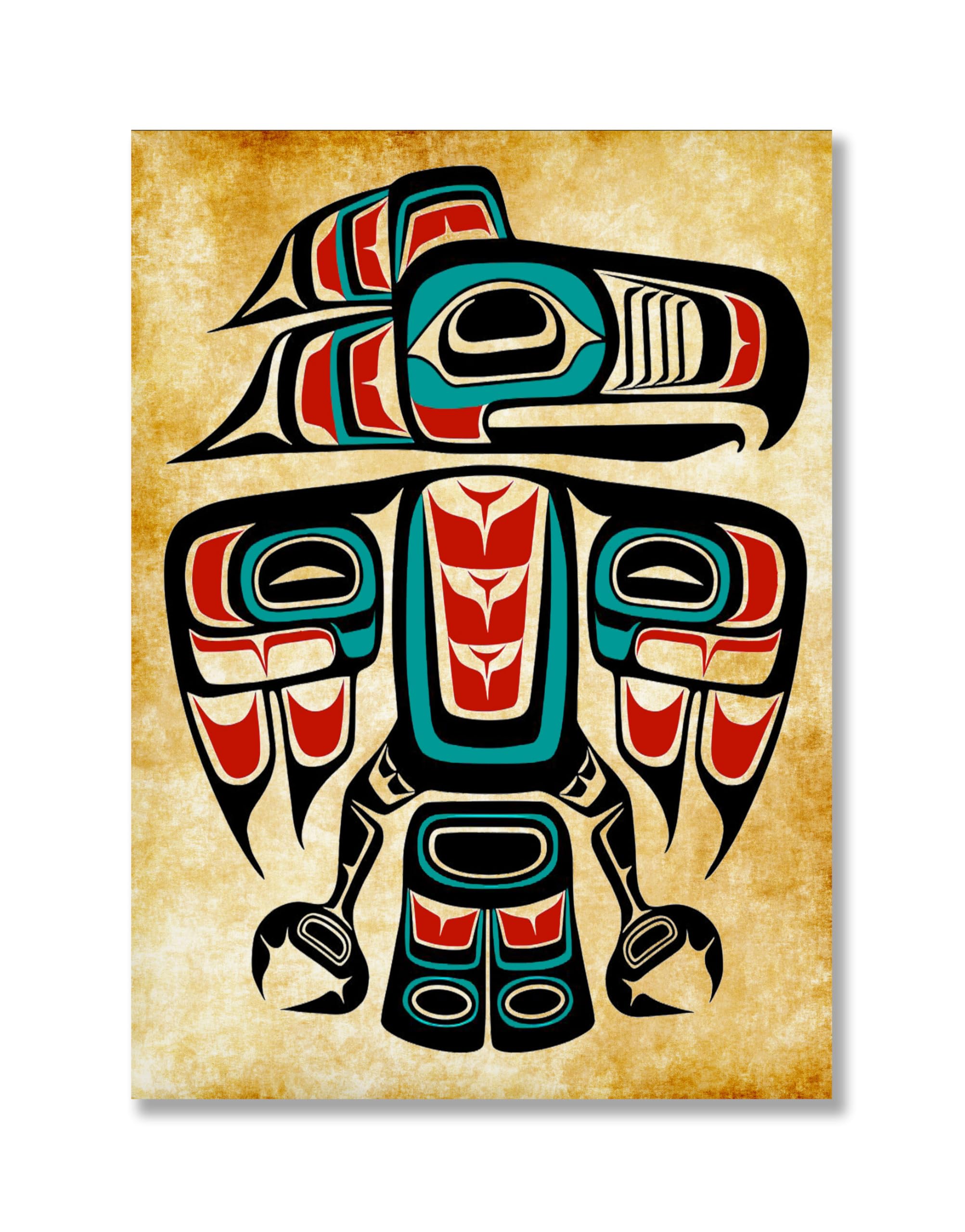 Haida Tlingit Raven Totem Native American Canvas Wall Art Print