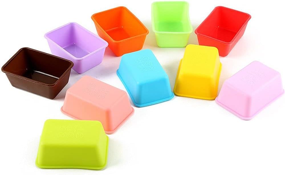 HAIJSEVR 10Pcs Mini Loaf Pans silicone set random colors