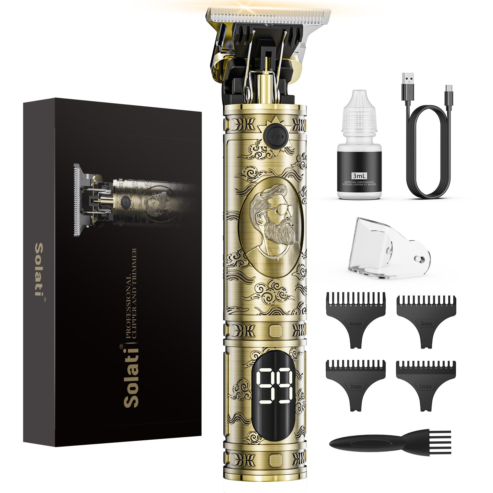 hair clippers for men with LCD display and titanium blades