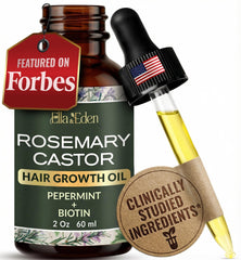 Bottle of hair growth oil with rosemary and castor biotin 2oz