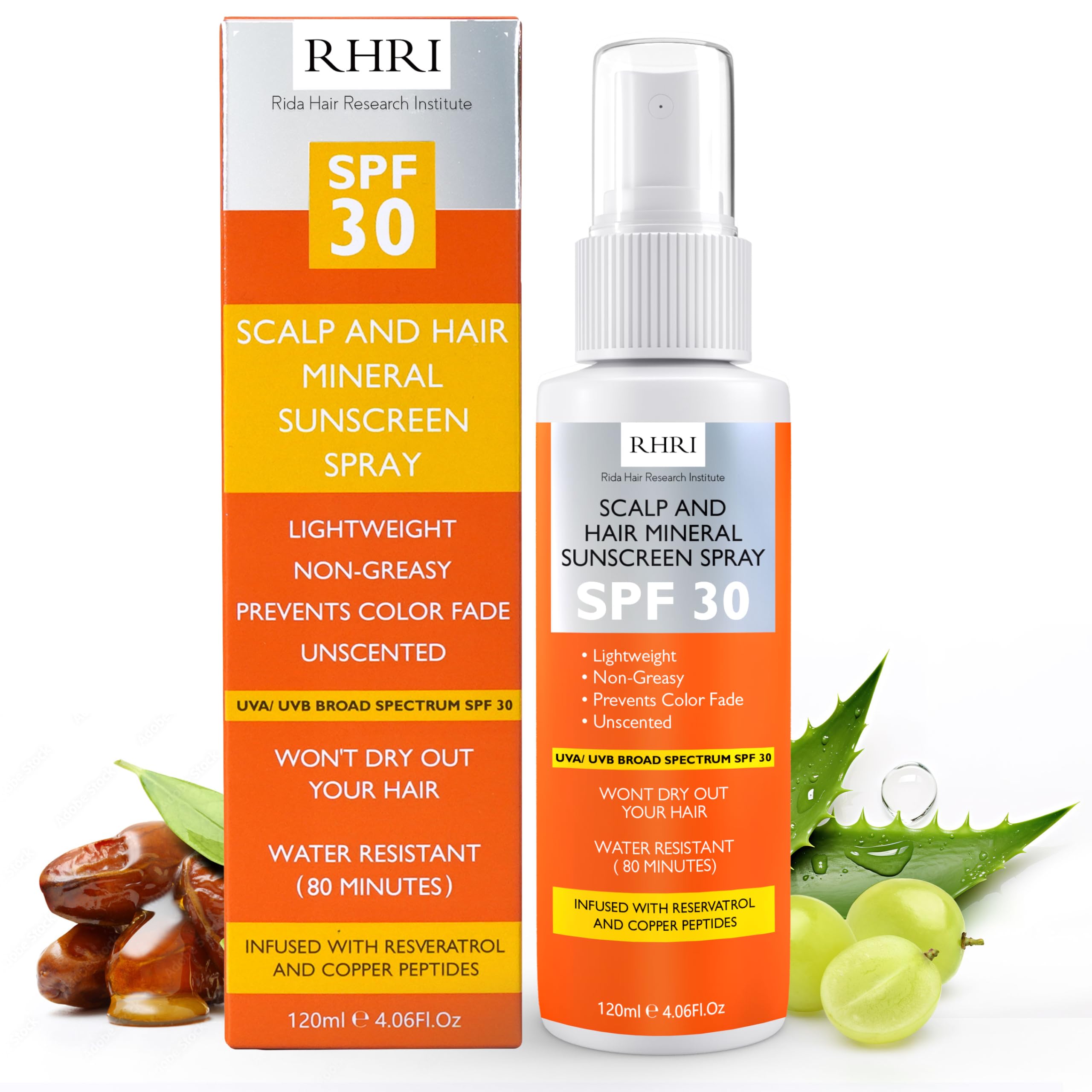 Hair Sunscreen Spray SPF 30 bottle for hair and scalp