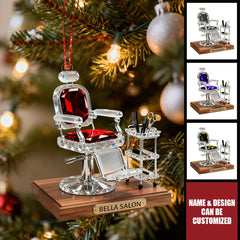 Hairstylist barber gift ornament car hanger detail