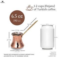 Hammered copper pot for Turkish Greek Arabic coffee