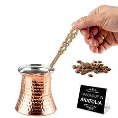 Hakan Turkish Coffee Pot copper pot with brass handle