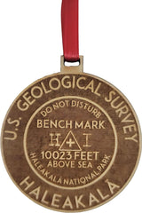 Haleakala Ornament Hawaii engraved wood 3.1 inch