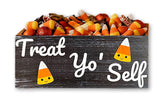 Halloween Candy Holder Box with rustic wooden candy dish