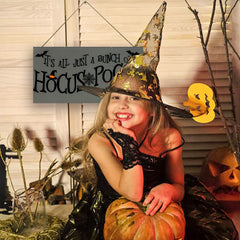 Front door wreath hanging sign for Halloween
