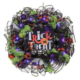 Halloween Door Wreath with Lights for front door
