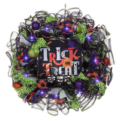 Halloween Door Wreath with Lights for front door