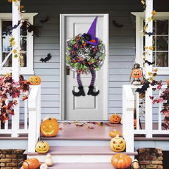 Halloween mesh door wreath for outdoor display