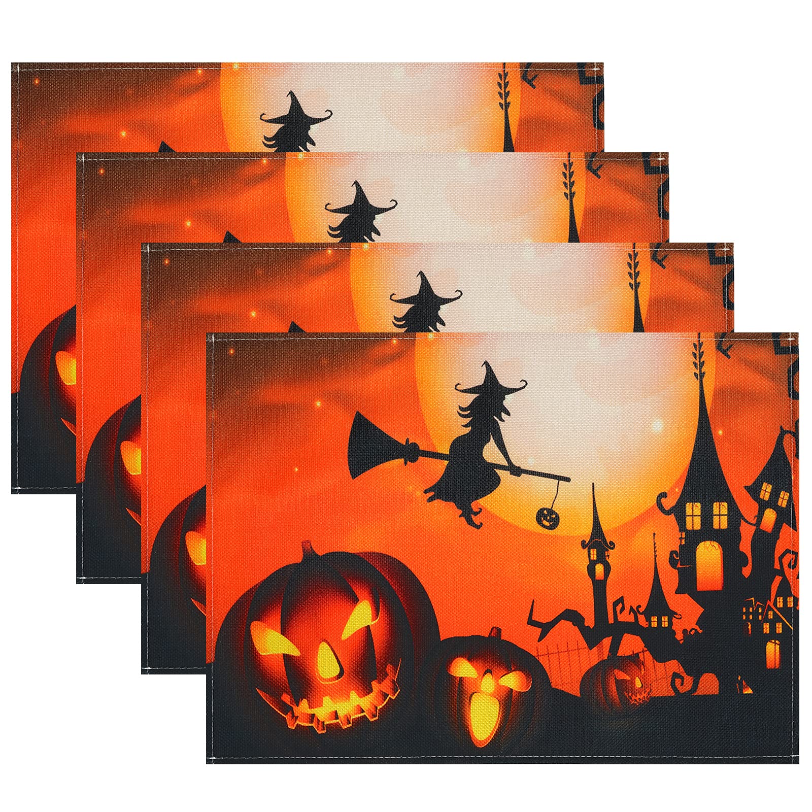 4 pack halloween placemats set size 12.4 x 17.8 inches
