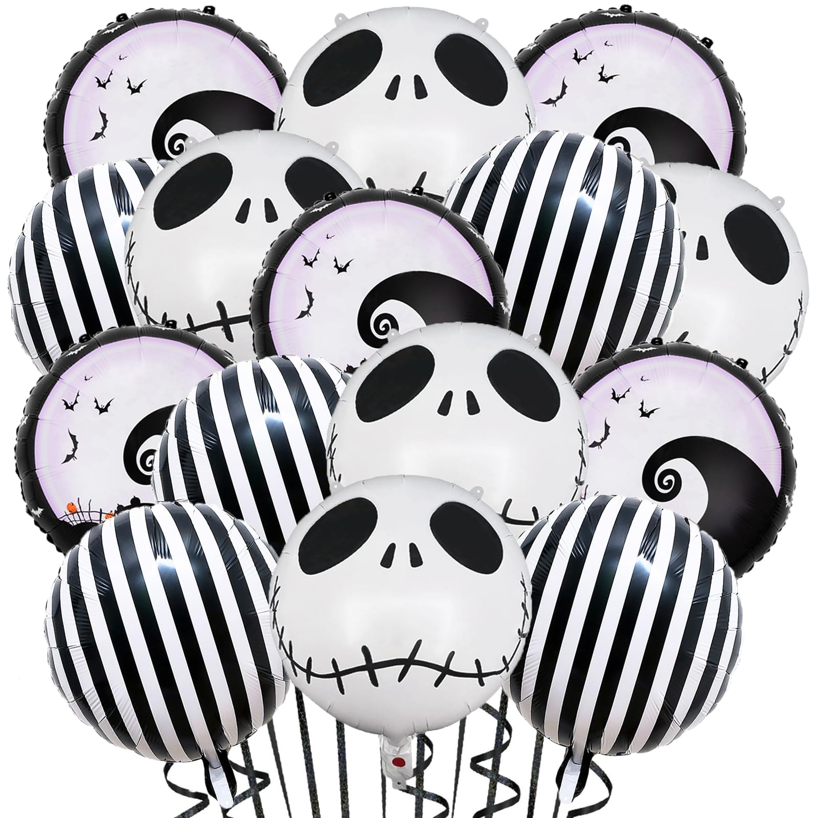 Halloween skull balloons foil set 15 pieces in 3 styles