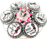 Halloween Witch Theme Wine Charms on silver-tone rings