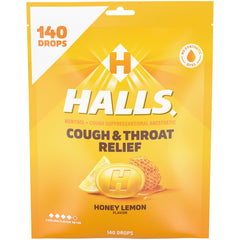 Halls Cough Drops Honey Lemon flavor bulk 140 count packaging