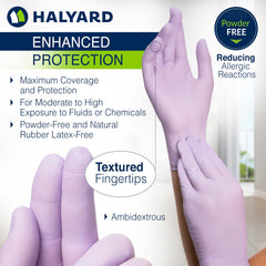 Lavender nitrile exam gloves ambidextrous 9.5 inch cuff